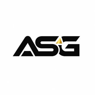 ASG logo with black geometric letters and a gold accent triangle in the center